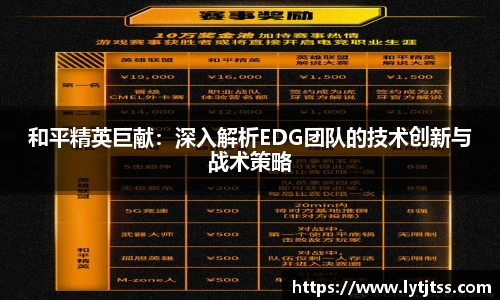 和平精英巨献：深入解析EDG团队的技术创新与战术策略